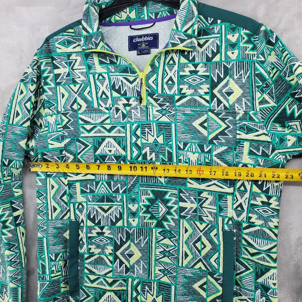 Chubbies Quilted Quarter Zip "The Zazzle" Green Jacket Mens Size Large Green - Picture 7 of 9